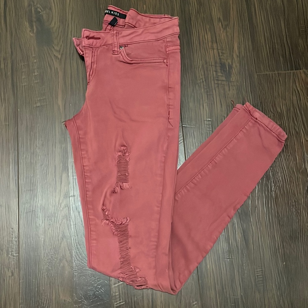 ANGEL KISS SIZE 0 DISTRESSED SKINNY JEANS